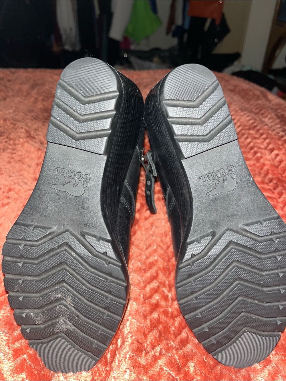 Sorel  Black Strappy Leather Women's Boots. Size 7. - Picture 9 of 10